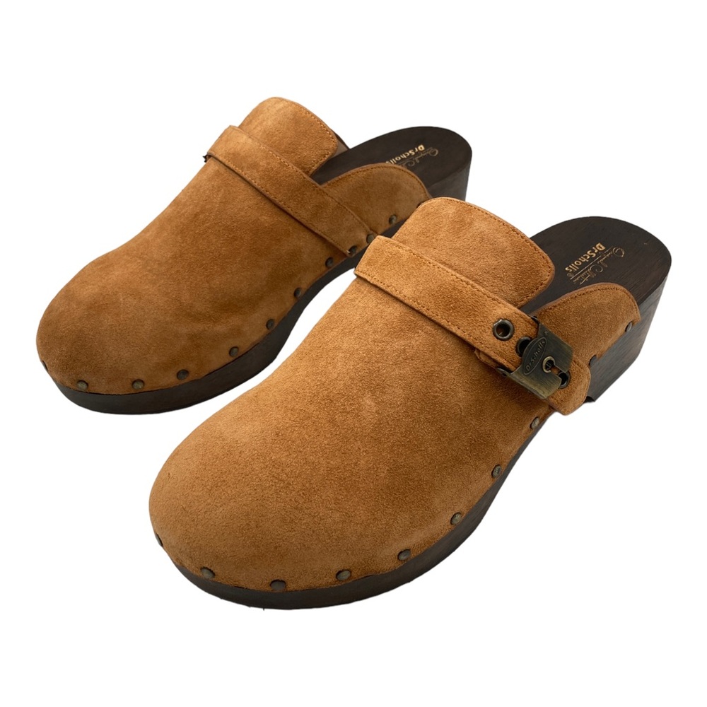 Dr. Scholl's Suede Clog 9 Pecan Tan Brown 90s Y2K Comfort Mules Slip On